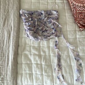 Zara purple mesh crop top strapless